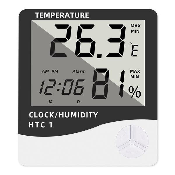 室內電子溫度計 濕度計 時鐘 鬧鐘 大螢幕 數字顯示 Electronic Thermometer Hygrometer Alarm Clock <hm0578>