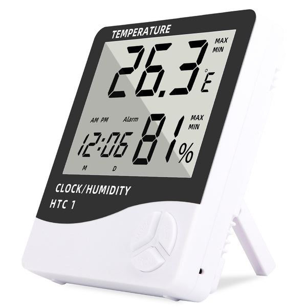 室內電子溫度計 濕度計 時鐘 鬧鐘 大螢幕 數字顯示 Electronic Thermometer Hygrometer Alarm Clock <hm0578>