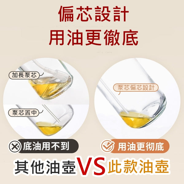 倒油 噴油 兩用玻璃油壺 氣壓式噴霧油瓶 自動開蓋油壺 550ml Glass Oil Bottle 550ml Automatic Opening Pouring & Air Pressure Spraying <hm0592>