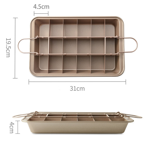 不粘塗層 布朗尼Brownie烤盤 方形小蛋糕烘焙模具 Non-Stick Coating Square Brownie Baking Cake Mold Pan <hm0593>