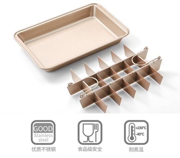 不粘塗層 布朗尼Brownie烤盤 方形小蛋糕烘焙模具 Non-Stick Coating Square Brownie Baking Cake Mold Pan <hm0593>