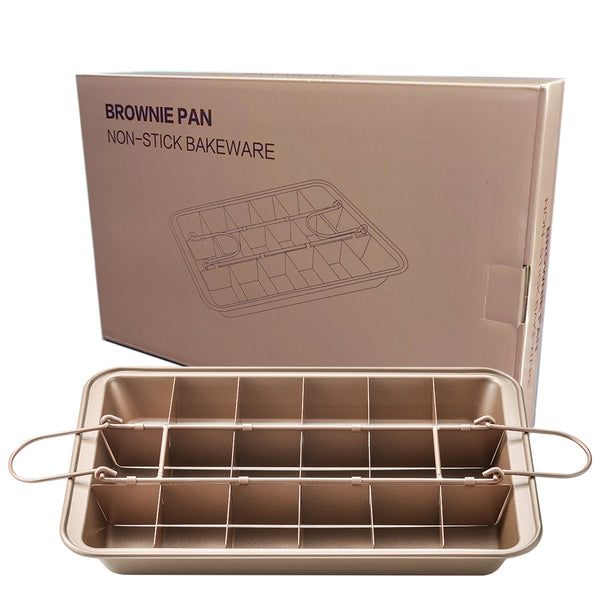 不粘塗層 布朗尼Brownie烤盤 方形小蛋糕烘焙模具 Non-Stick Coating Square Brownie Baking Cake Mold Pan <hm0593>