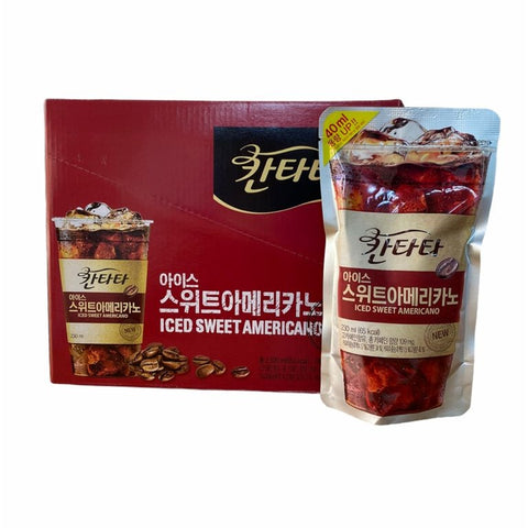 韓國熱賣便利店熱銷樂天美式冰咖啡 230ml x 10包 (可以配合冰杯或雪凍飲用) Korean Lotte Iced Sweet Americano Coffee 230ml x 10 packs