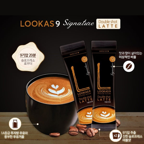 韓國 LOOKAS 9 雙倍特濃拿鐵 14.9g x30 Korean LOOKAS 9 Double Shot Latte 14.9g x30T