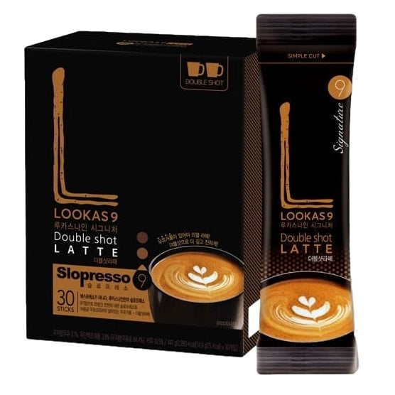 韓國 LOOKAS 9 雙倍特濃拿鐵 14.9g x30 Korean LOOKAS 9 Double Shot Latte 14.9g x30T