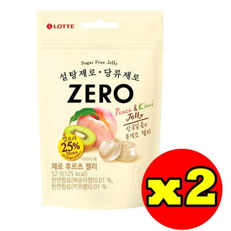 韓國樂天 "零" 無糖 啫喱糖 - 桃及奇異果 52g x2 Korea Lotte "Zero" Sugar Free Fruit Jelly - Peach & Kiwi 52g x2