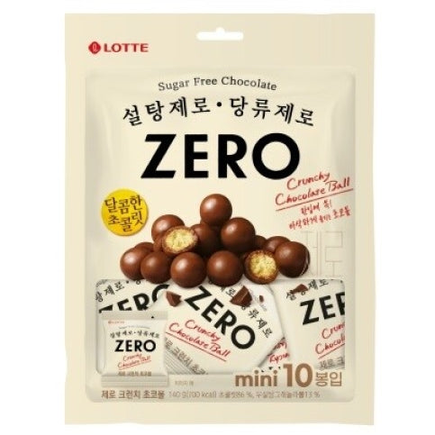 韓國樂天"零" 無糖 脆心 朱古力波 朱古力球 14g x10 Korea Lotte "Zero" Sugar Free Crunch Chocolate Ball 14g x10