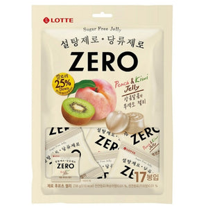 韓國樂天 "零" 無糖 啫喱糖 - 桃及奇異果 14g x17 獨立小包 Korea Lotte "Zero" Sugar Free Fruit Jelly - Peach & Kiwi 14g x17 Independent Small Bag