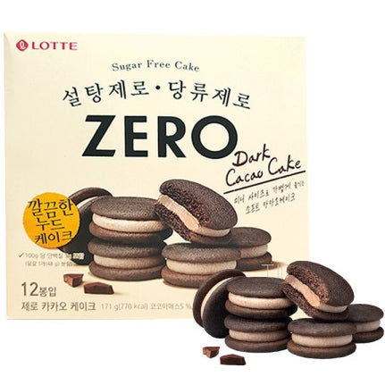 韓國樂天"零" 無糖 黑朱古力蛋糕 無糖蛋糕 14.25g x12 Korea Lotte "Zero" Sugar Free Dark Cacao Cake Sugar Free Cake 14.25g x12