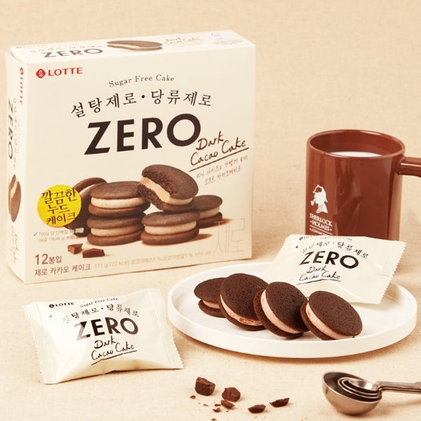 韓國樂天"零" 無糖 黑朱古力蛋糕 無糖蛋糕 14.25g x12 Korea Lotte "Zero" Sugar Free Dark Cacao Cake Sugar Free Cake 14.25g x12