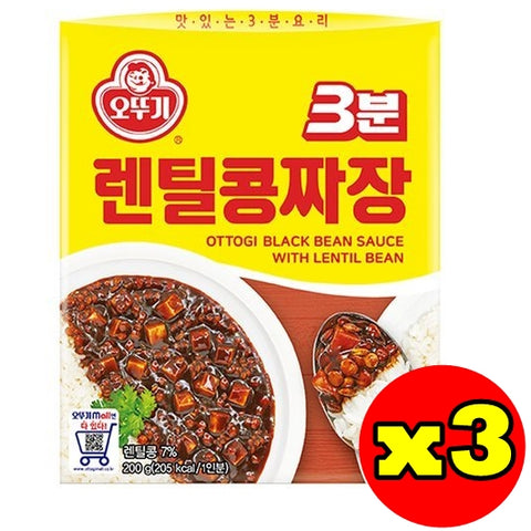 韓國不倒翁 炸醬扁豆 三分鐘料理 200g x3 Korean Ottogi 3 Minutes Meal Jjajang Sauce With Lentil Bean 200g x3
