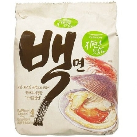 韓國圃木園非油炸烤扇貝白海鮮湯拉麵湯麵 101.5g x4 Korean Pulmuone Non-fried Grilled Clam Seafood Soup Ramen Noodles 101.5g x4