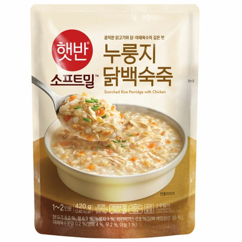 韓國CJ Hetbahn (前品牌名CJ bibigo) 即食粥 鍋巴雞絲粥 420g Korean CJ Hetbahn Instant Congee Scorched Rice Porridge with chicken Congee 420g