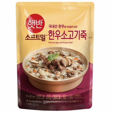 韓國CJ Hetbahn (前品牌名CJ bibigo) 即食粥香菇韓國牛肉韓牛粥  420g Korean CJ Hetbahn Instant Congee Mushroom Korean Beef Congee 420g