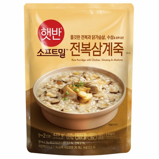 韓國CJ Hetbahn (前品牌名CJ bibigo) 即食粥 人蔘雞鮑魚粥 420g Korean CJ Hetbahn Instant Congee Chicken Ginseng & Abalone Congee 420g