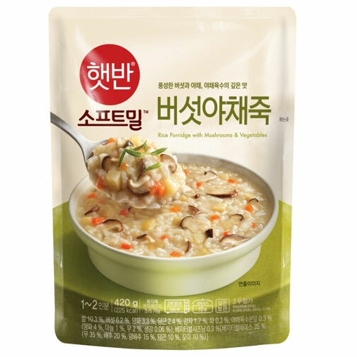 韓國CJ Hetbahn (前品牌名CJ Bibigo) 即食粥 蘑菇蔬菜粥 420g Korean CJ Hetbahn Instant Congee Mushroom & Vegetable Congee 420g